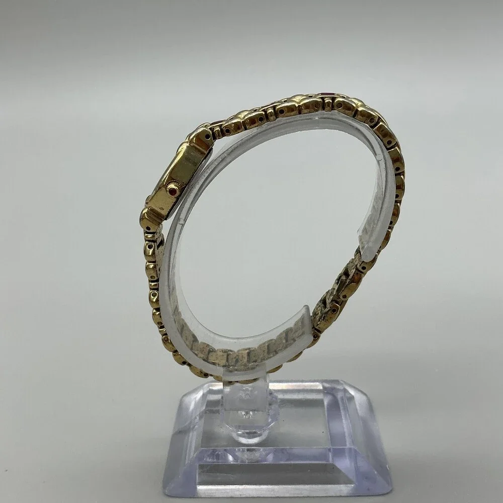 Elgin Ruby Womens Watch 17mm MOP Dial Gold Tone Bracelet New Battery 7.5